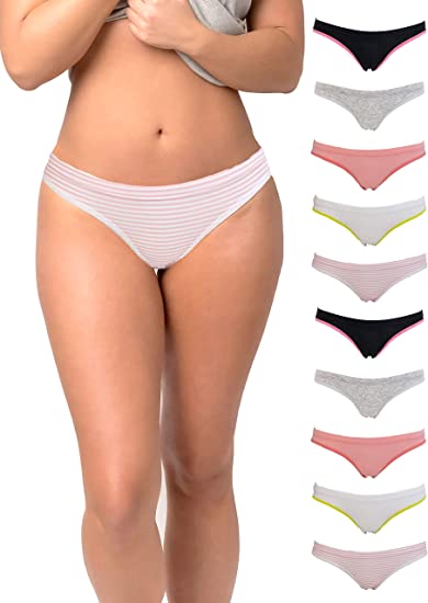 Emprella Womens Cotton Bikini Underwear Set, Seamless Ladies Panties | 10 Pack