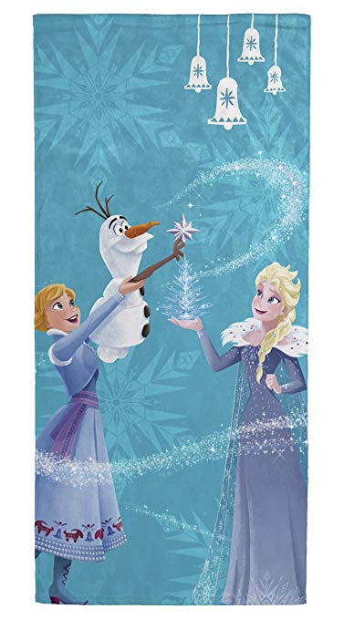 Jay Franco Disney Frozen Bells Kids Bath/Pool/Beach Towel - Featuring Anna and Elsa - Super Soft & Absorbent Fade Resistant Cotton Towel, Measures 28 inch x 58 inch (Official Disney Product)