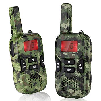 Army Green Rechargeable Walkie Talkies for Boys Girls Family Interaction, up to 3.7 Miles Walky Talky Interphone Hunting Hiking Communication Tool for 4-10Year Old Kids Birthday Gift