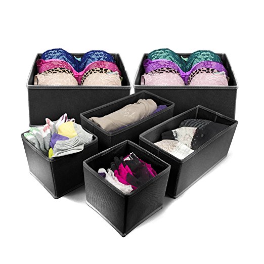 Sorbus® Foldable Storage Drawer Closet Dresser Organizer - 6 Piece Set (Black)