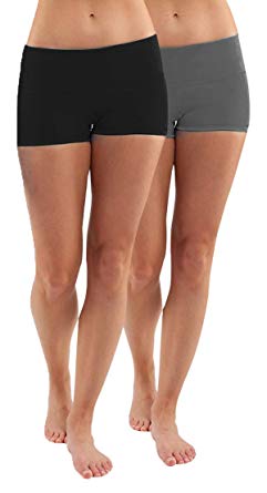 iLoveSIA Women's Yoga Shorts Cotton Shorts Pants Pack of 2