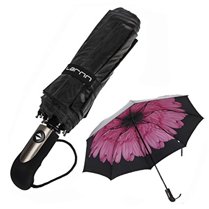 Larnn Umbrella Windproof Sun Block Parasol Anti-UV Compact Auto Open & Fold One Handed Easy Operation