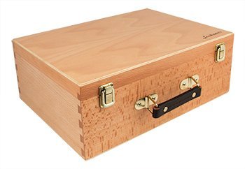 Loxley 360 x 280 x 135 mm Hardwood Langsett Artist Wooden Storage 4-Tray Pastel Box, Natural