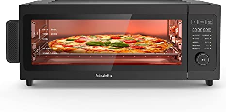 Air Fryer Toaster Oven Combo - Fabuletta 10-in-1 Countertop Convection Oven 1800W, Flip Up & Away Capability for Storage Space, Oil-Less Air Fryer Oven Fit 12" Pizza, 9 Slices Toast, 5 Accessories