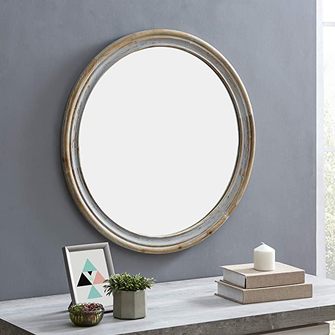 FirsTime & Co. Gray Clybourne Farmhouse Round Mirror, American Designed, Gray, 30 x 1 x 30 inches (70277)