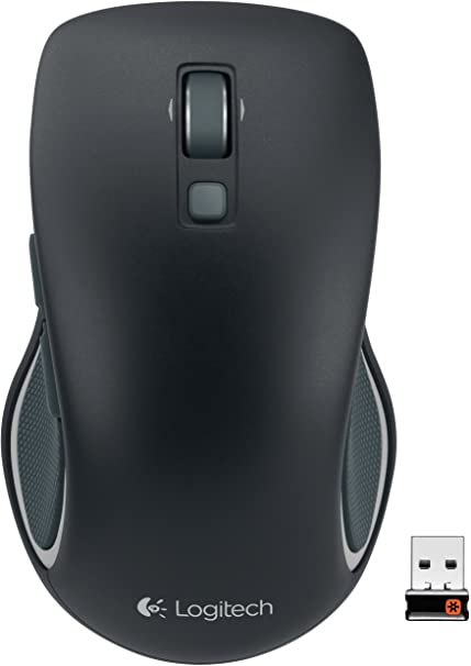 Logitech M560 Wireless Mouse – Hyper-fast Scrolling, Full-Size Ergonomic Design for Right or Left Hand Use, Microsoft Windows Shortcut Button, and USB Unifying Receiver for Computers, Black