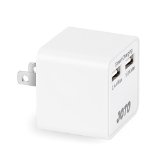 JOTO Dual Ports USB Wall Charger Power Adapter with Smart IC Intelligent High Speed Charging 17W34A Portable USB Travel Charger for Apple Android and all other USB Powered Mobile Devices 2 Port USB Travel Charger White