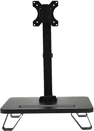 Mind Reader MONARM-BLK Single LCD Monitor Mount, Adjustable Tilt Feature for 1 Screen 17" to 32", Stand for Keyboard or Desk Accessories, Black