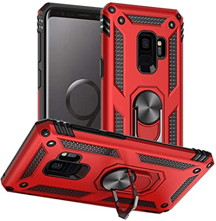 Samsung Galaxy S9 Case, Samsung S9 Case, Yiakeng Military Grade Protective Cases with Ring for Samsung Galaxy S9 (Red)