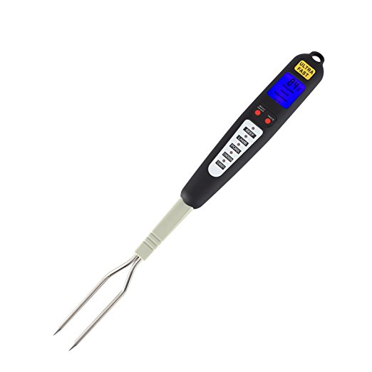 EtekStorm Digital Food and Meat Thermometer Instant Read Accurate Food-Safe Stainless Probe Cooking Thermometer for BBQ, Grill, Home Use, Turkey, Beef, Cheese, Milk for Kids,Batteries Included