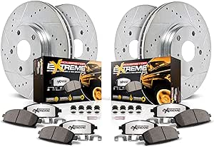 Power Stop K8171-36 Front and Rear Z36 Truck & Tow Brake Kit, Carbon Fiber Ceramic Brake Pads and Drilled Slotted Brake Rotors For Escalade Chevy Silverado 1500 Suburban Tahoe Sierra 1500 Yukon