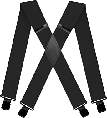 AYOSUSH Heavy Duty Suspenders for Men with Heavy Duty Clips Elastic X Back Brace