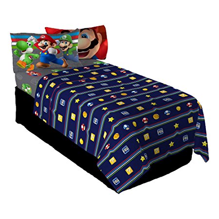 Nintendo Super Mario Trifecta Fun Twin Sheet Set