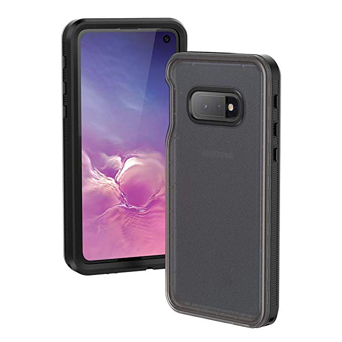 ANERNAI Compatible Samsung Galaxy S10e Lite Waterproof Case, Translucent Heavy Duty Built-in Screen Fingerprint ID Full-Body Protective IP68 Waterproof Case (Black-Black)