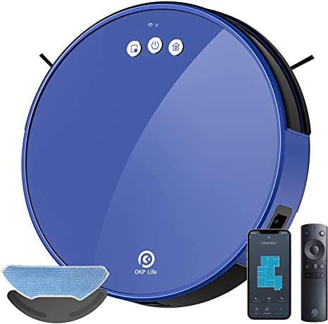 OKP Robot Vacuum,2000Pa Robotic Vacuum with 3600mAh Battery,WiFi/APP/Alexa,Super-Thin,Self Charging,Quiet Cleaning for Pet Hair,Dust,Up to 150 min Runtime