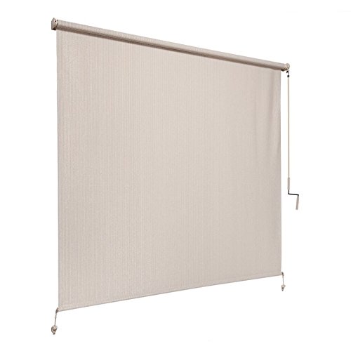 Coolaroo 474836  Outdoor Cordless Roller Shade 8ft by 8ft Pebble