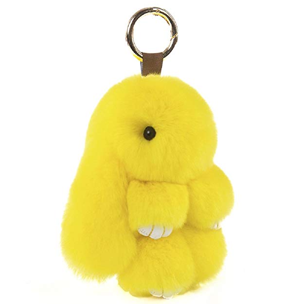 CHMING Bunny Keychain Fluffy Rex Rabbit Fur Keychain Car Keyring Womens Handbag Charms