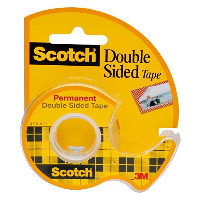 Scotch Double-Sided Tape (12.7mm x 11.4m) | 1 Dispensered Roll | Permanent Adhesive on Both Sides