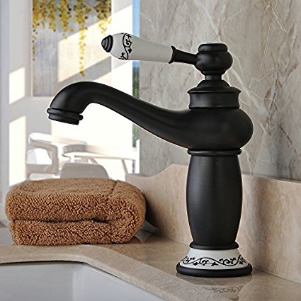 Bathroom Vanity Sink Faucet,Hiendure Brass Bathroom Mixer Tap Single Handle Single Hole Brushed Bronze