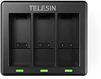 TELESIN 3 Channel Triple Battery Charger with 2-Pack Replacement Batteries withType-C Cable for GoPro Hero 9 Black, Fully Compatible with Go Pro 9 Original Charger and Battery (Single Charger)