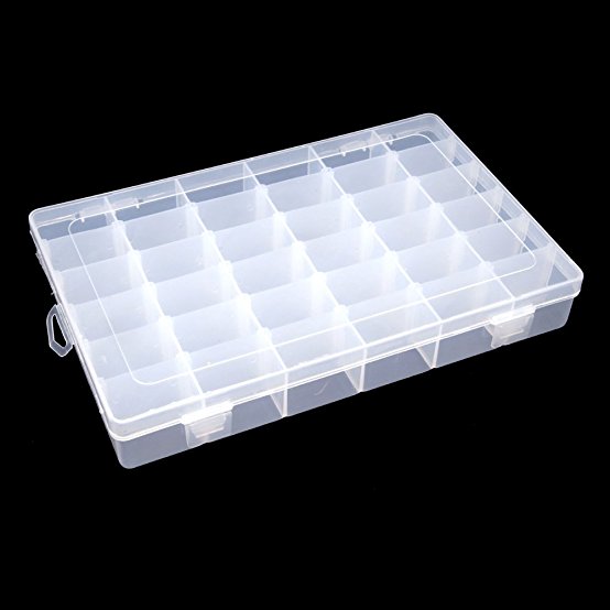KLOUD City Clear Plastic Jewelry Box Organizer Storage Container with Adjustable Dividers 36 Grids