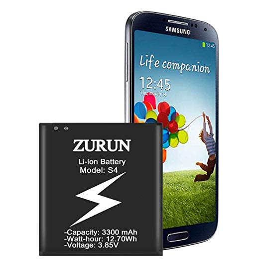Galaxy S4 Battery ZURUN 3300mAh Li-ion Battery Replacement for Samsung Galaxy S4, AT&T I337, Verizon I545, Sprint L720, T- Mobile M919, R970, I9500, I9505, Galaxy S4 LTE I9506 [2 Year Warranty]