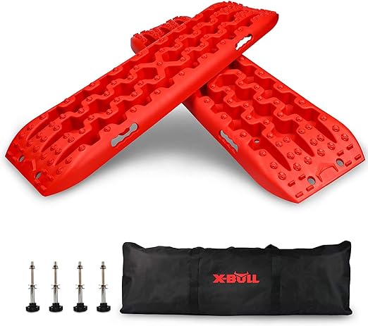 X-BULL New Recovery Traction Tracks Sand Mud Snow Track Tire Ladder 4WD with Carrying Bag and Mounting Bolts(Red, 3Gen)
