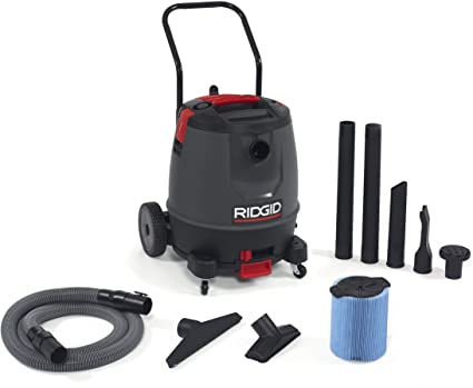 RIDGID 50338 1650RV Motor-on-Bottom Wet Dry Vacuum, 16-Gallon Shop Vacuum with Cart, 6.5 Peak HP Motor, Large Wheels, Pro Hose, Drain, Blower Port