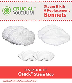 Oreck Steam It Kit; Includes 6 Washable, Reusable Mop Pads; Fits the Oreck Steam Mop; Designed & Engineered by Crucial Vacuum