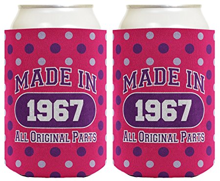 50th Birthday Gift Coolie Made 1967 Can Coolies 2 Pack Can Coolie Drink Coolers Coolies Polka Dot