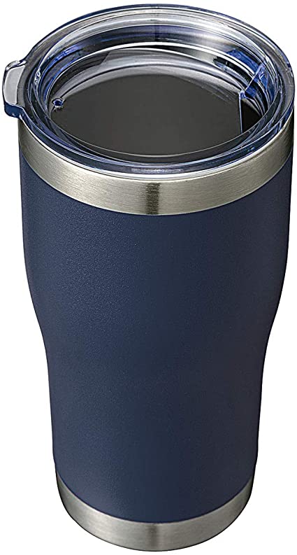 20oz Tumbler Stainless Steel Reusable Coffee Travel Mug with Spill Proof Lid Double Wall Blank Vacuum Insulated Metal Thermal Cups for Cold Hot Drinks Women Men (Powder Coated Navy Blue, 1 Pack)