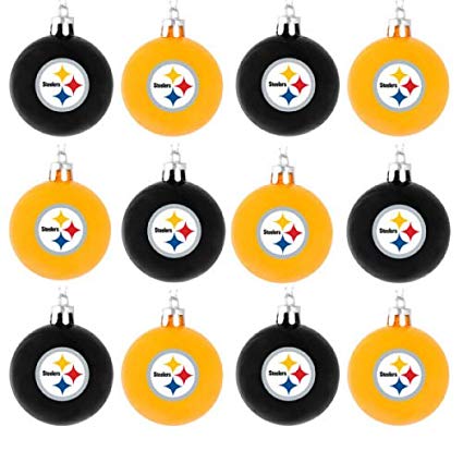 Forever Collectibles NFL Football Plastic Ball Holiday Tree Ornament Set (12 Pack) - Pick Team