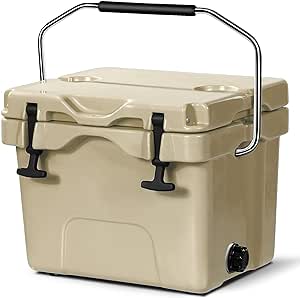 COSTWAY 16 Quart Cooler, 24 Can Insulated Ice Chest Box with Heavy Duty Handle and 2 Cup Holders, 3-5 Days Ice Retention, Portable Leakproof Hard Cooler for Camping, Fishing, Picnic, Outdoor