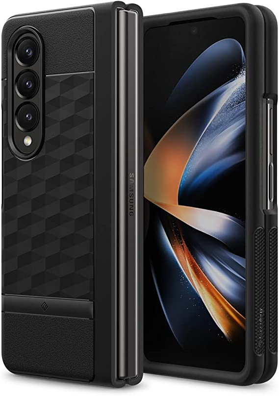 Caseology Parallax [3D Ergonomic Design] Full-Body Protective Case Compatible with Samsung Galaxy Z Fold 4 Case (2022) - Matte Black