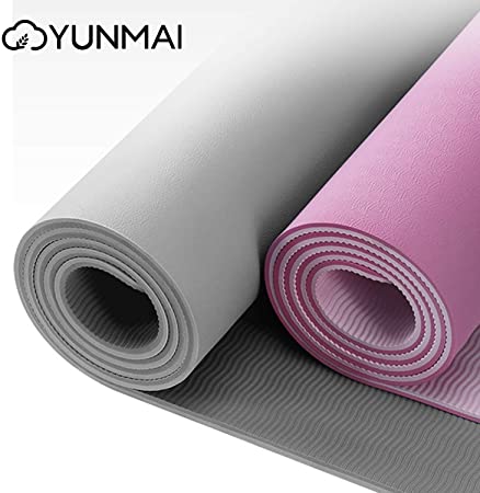 YUNMAI TPE Yoga Mat Premium 1/4 Double-Sided Odorless Non-Slip 6mm Pilates Mats High Grip 72” X 24” Exercise Mat ECO Friendly Training Mats Gym Home Outside 183 cm X 61 cm X 0.6 cm