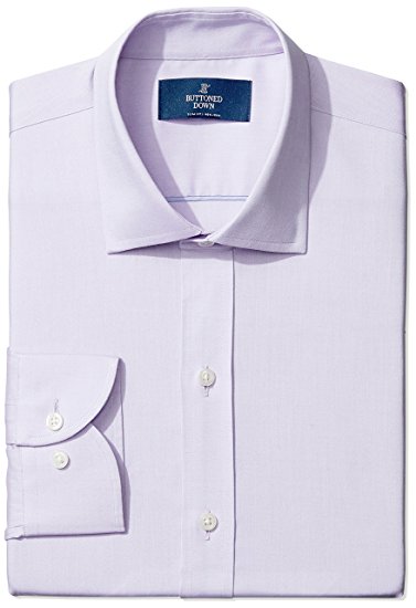 Buttoned Down Men's Slim Fit Spread-Collar Solid Non-Iron Dress Shirt (No Pocket)