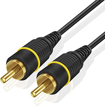 TNP Subwoofer S/PDIF Audio Digital Coaxial RCA Composite Video Cable (15 Feet) - Gold Plated Dual Shielded RCA to RCA Male Connectors - Black