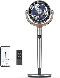 Dreo Standing Fan, 120° 120° Smart Oscillating Floor Fans with Wi-Fi/Voice Control, 80 ft Fan For Bedroom, DC Motor Quiet Fans, adjustable height, 8 Speeds, 6 Modes, 12H Timer, Office, Room