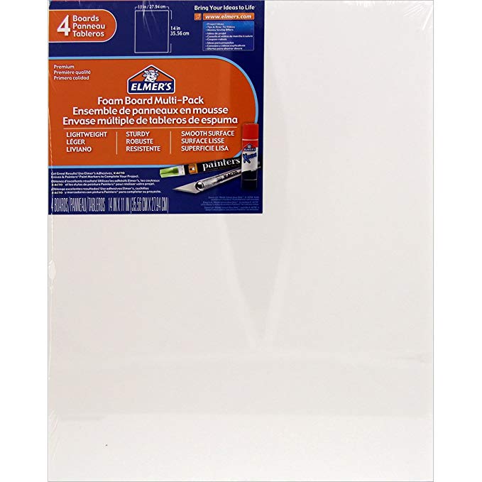 Elmers/X-Acto 950021 Foamboard, 11-Inch x 14-Inch x .1875-Inch, White, 4/Pack