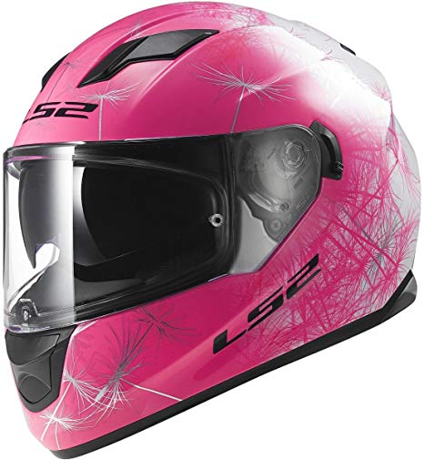 LS2 Helmets Stream Wind Full Face Motorcycle Helmet with Sunshield (White/Pink, Medium) - 328-1503