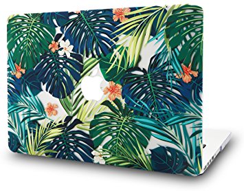 KEC MacBook Pro 13" Retina Case (2015) Cover Plastic Hard Shell Rubberized A1502 / A1425 (Palm Leaves Lilies)