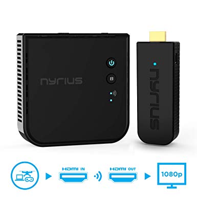 Nyrius Aries Pro Wireless HDMI Transmitter and Receiver to Stream HD 1080p 3D Video from Laptop, PC, Cable, Netflix, YouTube, PS4, Xbox 1, Drones, Pro Camera, to HDTV/Projector/Monitor (NPCS600)