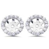 85CT Diamond Halo Earring Studs Jackets 14K White Gold Fits 1CT 6-67MM