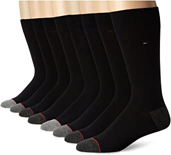 Tommy Hilfiger Men's 4 Pack Bonus Contrast Heel Toe Crew Sock