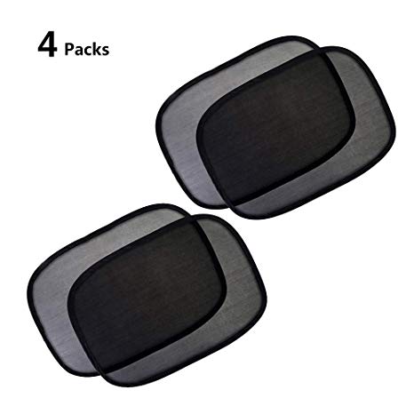 JFONG Car Window Shade 4 Pack Cling Car Side Windows Sunshade PCV Electrostatic Film Blocks Over 99% of Harmful UV Rays Protect Baby Kids Pets 2 Size fits All(99%) Cars
