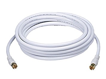 Monoprice 106316 15-Feet RG6 Quad Shield CL2 Coaxial Cable with F Type Connector - White