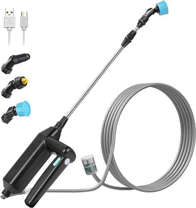 Electric Plant Sprayer, 16ft Battery Powered Sprayer with USB Rechargeable Handle, Potable Garden Sprayer with Telescopic Wand, Sprayer Plant for Yard Lawn Weeds Plants (Sprayer)