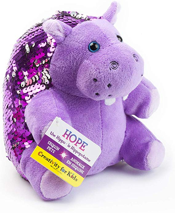 Creativity for Kids Mini Sequin Pets  - Hope The Hippo Plush Toy - Weighted Sensory Toys for Kids 6217000