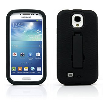 Galaxy S4 Case, MagicMobile Hybrid Shockproof Impact Resistant Rugged Armor Defender with Kickstand / Black - Black