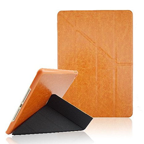 Aisun® Origami Style Cross Texture Premium PU Leather Case Smart Wake Up/Sleep Cover For iPad Air 2 (iPad 6)-Orange